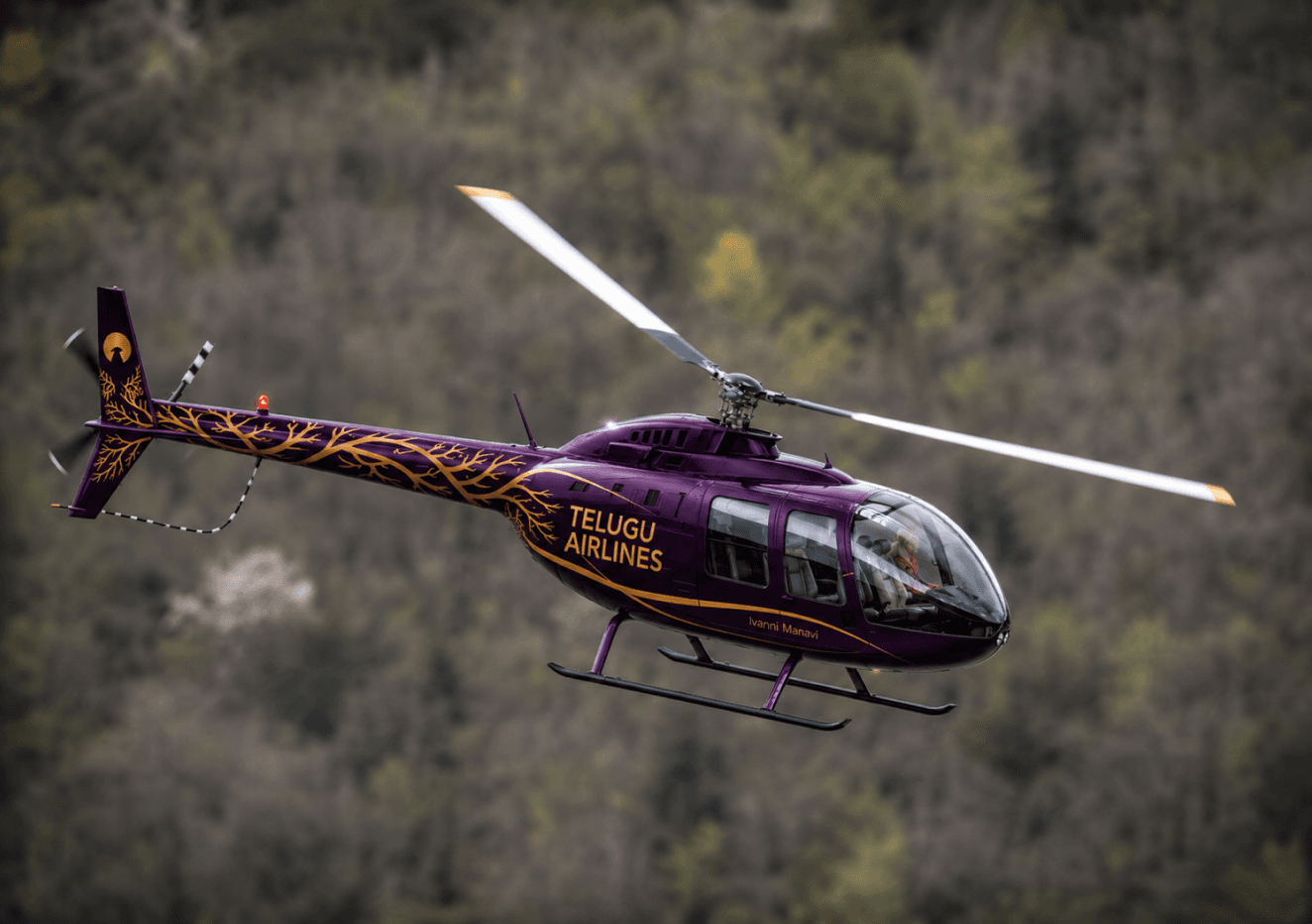 Telugu Airlines helicopter in flight
